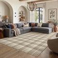Beige Checkered 8x10 Washable Non-Slip Area Rug by LULLOSA
