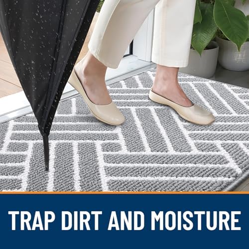 OLANLY Indoor Door Mat 48x32, Low-Profile Doormat, Light Grey - Image 2
