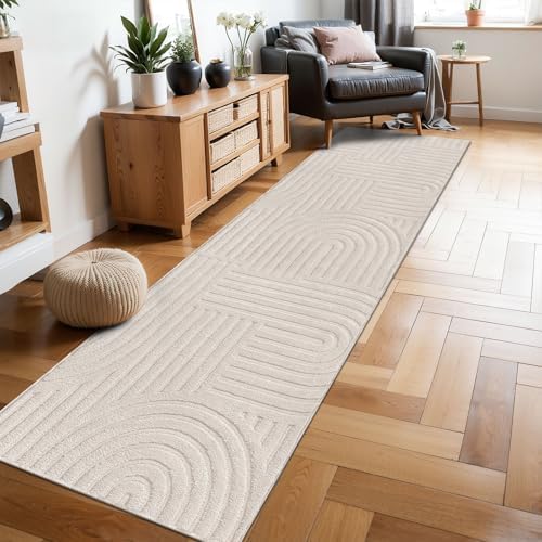 SHACOS Soft Cozy Fluffy Arch Pattern High-Low Pile Runner Rugs 2'x8' Non Slip - Image 3
