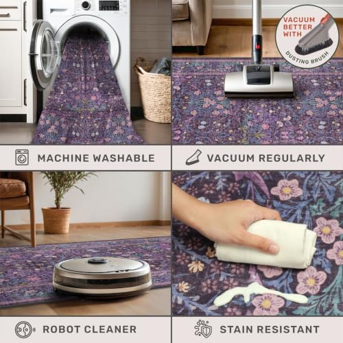 Washable Plum Purple Runner Rug 2x6 - Image 4