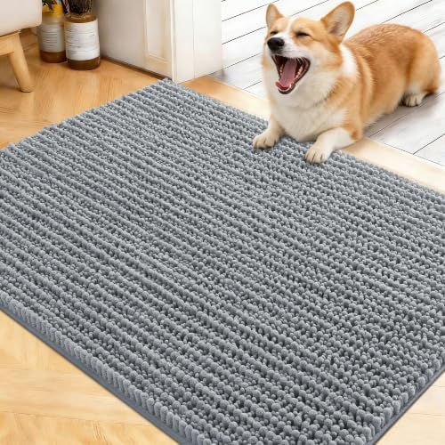 OLANLY Dog Door Mat for Muddy Paws 40x32, Ultra-Absorbent Chenille Mud Mat by OLANLY