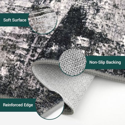 KOZYFLY Abstract Entryway Rug 2x3 Washable Door Mat Indoor Grey Black - Image 5