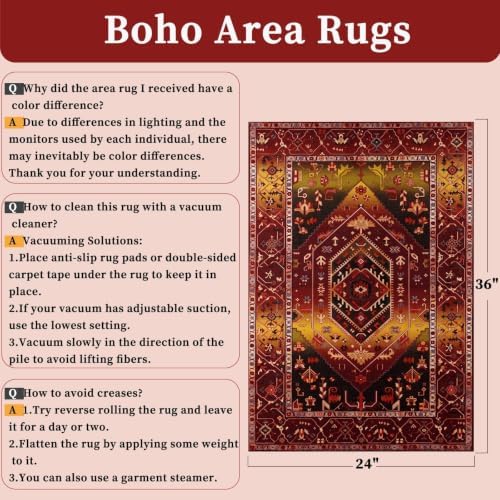 SERISSA 2x3 Washable Non Slip Boho Small Area Rug - Image 2