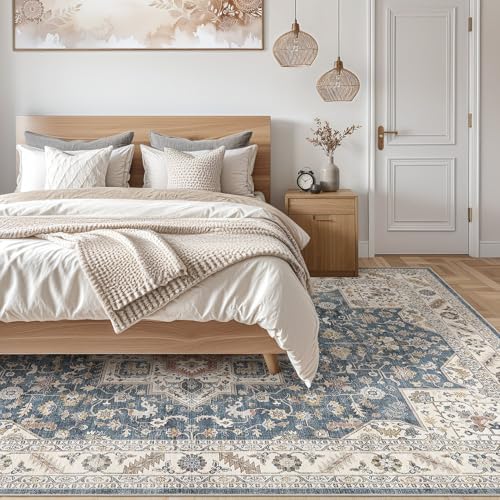 cotiled 6x9 Area Rug for Living Room, Traditional, Vintage Blue - Image 6