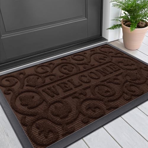 Smiry Front Door Mat Outside Entrance, Low Profile Rubber Doormat by Smiry