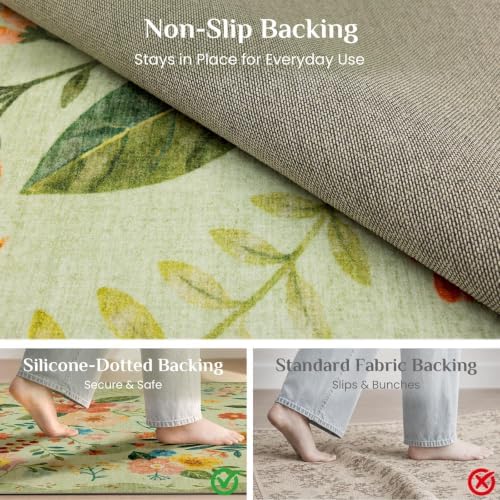 JOLLYVOGUE Floral Area Rug 8x10, Washable Rug - Image 4