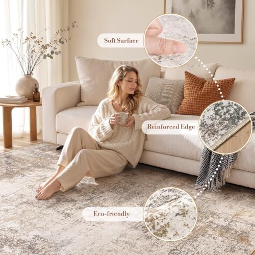 10x14 Area Rugs Living Room Abstract Washable Rug - Image 5
