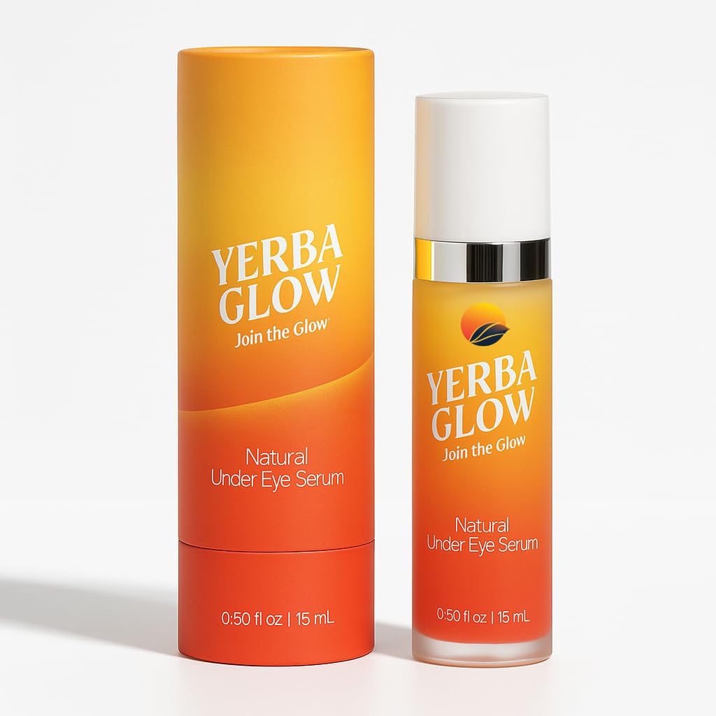 Caffeine Eye Cream – Yerba Glow Natural Under Eye Serum for Dark Circles, Puffiness & Fine Lines – Clean Hydrating Formula with Yerba Mate, Sake & Hyaluronic Acid