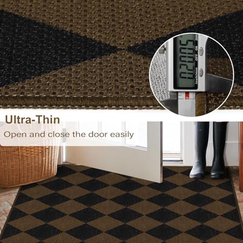 Rugalia Easy Jute Checkered Runner Rug, 2x6 Coffee Modern Washable Rugs Runner - Image 4