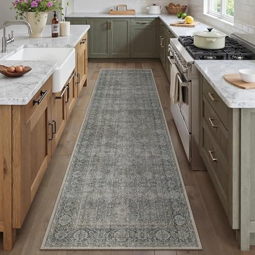 PureCozy Grey Brown Runner Rug 2x8 Vintage Traditional Distressed - Image 4
