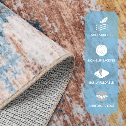 GarveeHome 4x6 Washable Area Rug Modern Abstract Yellow - Image 3