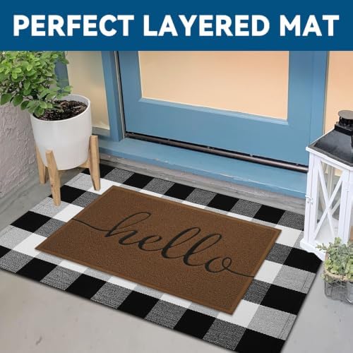 EARTHALL Door Mat Outside Inside Hello Doormat, Durable Floor Mat Non Slip Mat - Image 3