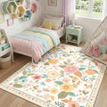RELEANY Floral Washable 3x5 Area Rugs Beige/White/Orange by RELEANY
