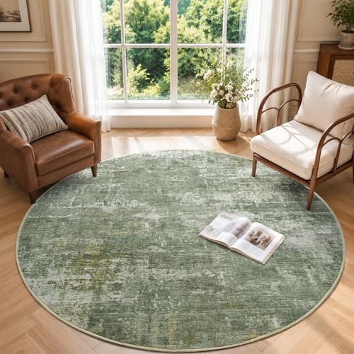 4ft Round Abstract Washable Area Rug by Cuzwlovita