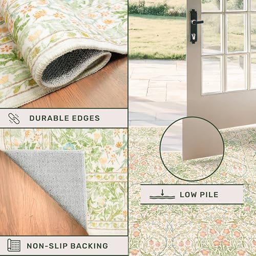 Beige Green 4x6 Washable Area Rug - Image 4
