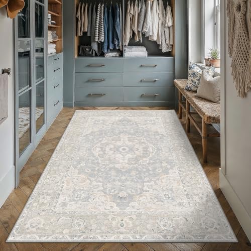 3x4 Blue Area Rug Vintage Carpet - Image 3