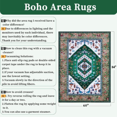 SERISSA 5x7 Washable Non Slip Boho Area Rug - Image 2