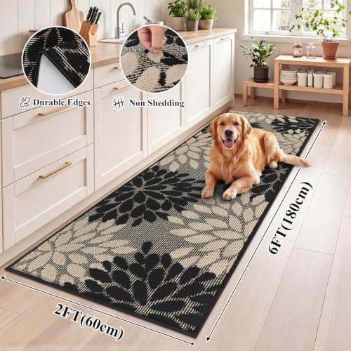 HEBE Washable Hallway Runner Rug 2x6, High-Low Textured Kitchen Rug Runner - Image 2