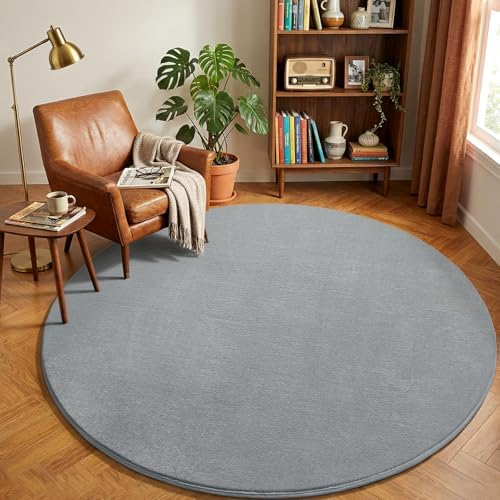 Amearea Grey Round Area Rugs 6ft Circle Rugs - Image 2