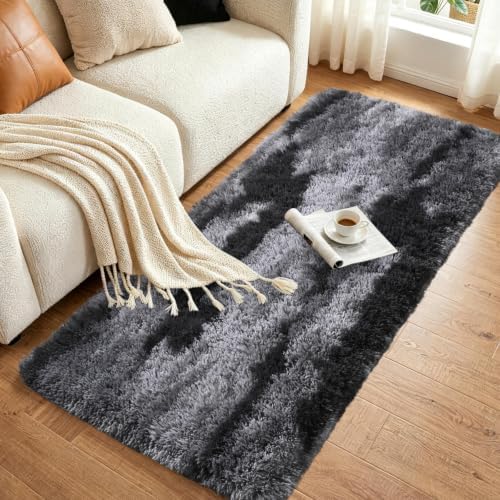 Noahas 2x8 Black Fluffy Soft Runner Rug Non-Slip - Image 3