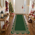 Scalloped 2x6 Christmas Runner Rug, Washable Rugs by LORWER