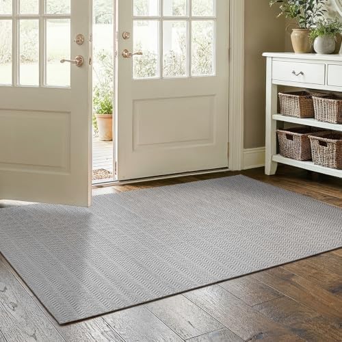 MatEssenz 3x5 ft Faux Linen Area Rug, Washable Woven Textured Carpet by MatEssenz