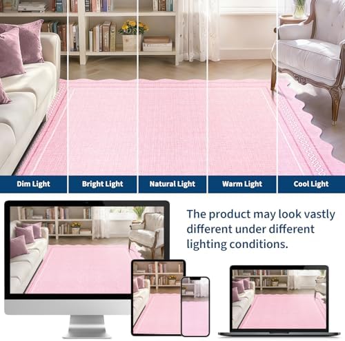 GarveeHome Scalloped Washable Pink Rugs - Image 5