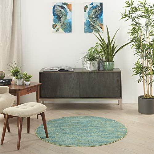 Nourison Home Nourison Essentials Blue Green 4' x Round Area Rug - Image 4