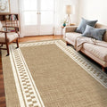 Faux Linen Washable Rug Smooth Breathable Mat 5x10 Warm Brown by WIEVEDENS