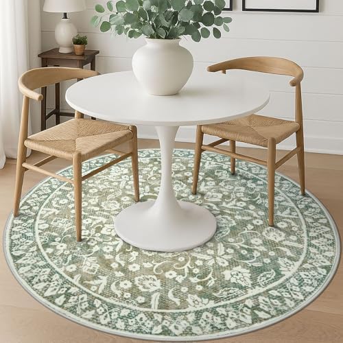 Vintage Washable Large Round Rug 6ft Circle Rug - Image 3