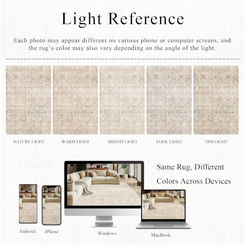 Schweek 2x8 Hallway Runner Rugs Washable Vintage Non Slip Kitchen Rugs Beige - Image 6