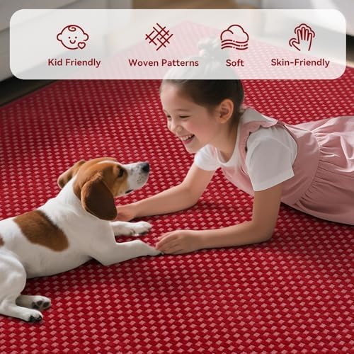 YDKGL Hallway Runner Rug Woven Washable Long Kitchen Runner Red 2x5 ft - Image 4