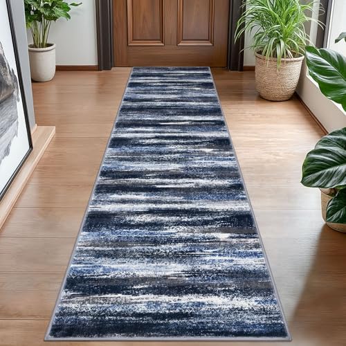 Lansny Abstract Washable 2x8 Runner Rug Non Slip Runners by lansny
