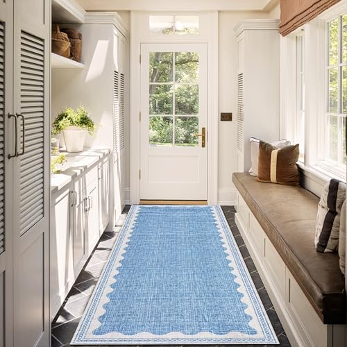 GarveeHome 2x6 Runner Rug for Hallway Washable Kitchen Rugs Non Slip Solid Blue - Image 3
