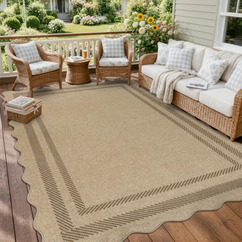 LIVEBOX Scalloped Easy Jute 6x9 Outdoor Rug, Washable Indoor Outdoor Area Rugs - Image 3