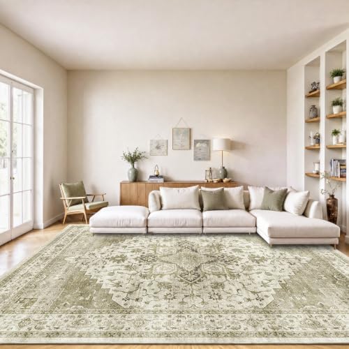 Amada Vintage Washable Area Rug, Light Walnut by AMADAHOMEFURNISHING