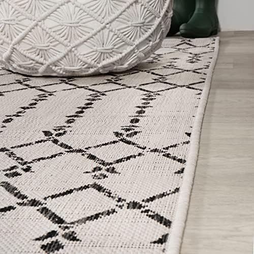 JONATHAN Y Moroccan Geometric Indoor Outdoor Square Area Rug 5X5 Cream/Black - Image 6