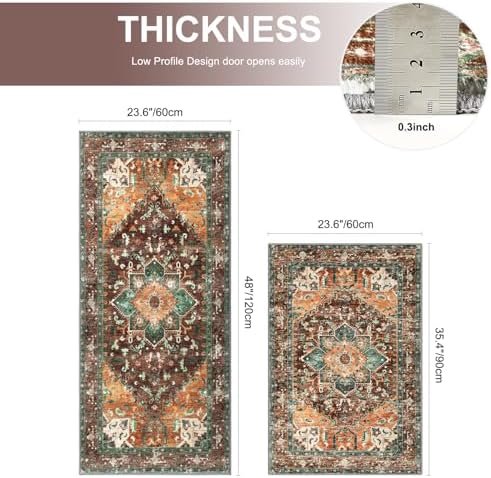 Yamaziot Washable Runner Rug Set of 2, Non-Slip Boho Hallway Kitchen Rug - Image 2