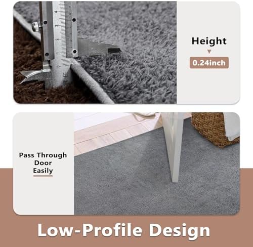 7x10 Large Pure Dark Grey Area Rug Non-Slip Washable - Image 6