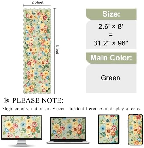 DUKINO 2.6x8 Runner Rug, Floral Washable Kitchen Rugs Non Slip - Image 2