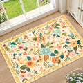 RELEANY Floral Washable 2x3 Area Rugs Doormat Yellow/Orange by RELEANY