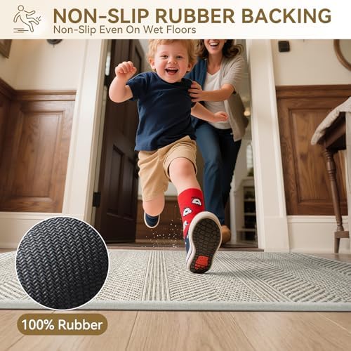 Indoor Door Mat Thin Low Profile Entryway Mats Beige 36"x59" - Image 5