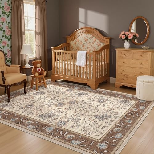 GarveeHome 5x7 Area Rug Brown Washable Rugs - Image 4