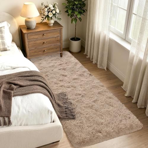 Noahas 2x10 Beige Fluffy Soft Runner Rug Non-Slip - Image 2