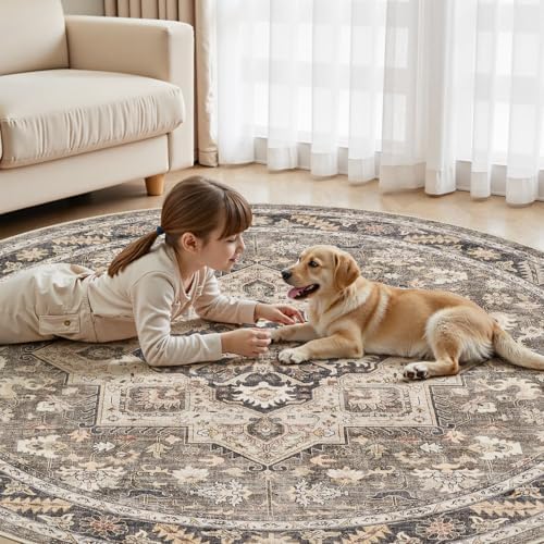 cotiled 8ft Round Living Room Area Rug, Traditional - Image 6