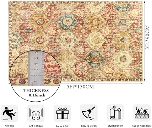 Lahome Moroccan Washable Small Area Rug, 3x5 Rug - Image 2