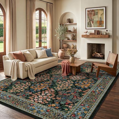 6x9 Area Rugs, Washable Floral Area Rugs by Yarooge