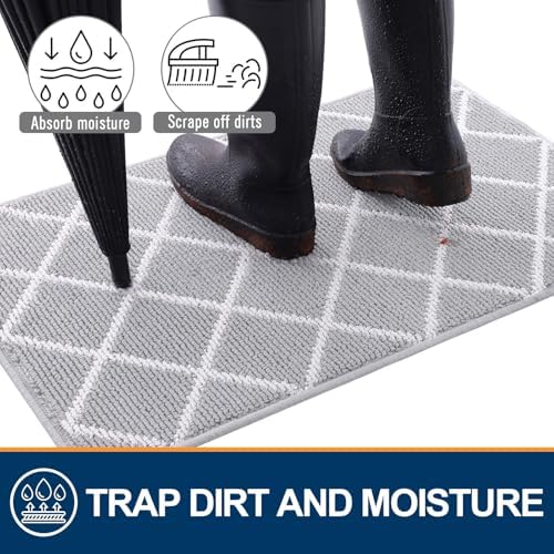 Finchitty Indoor Door Mat, Dirt Resistant Doormat, Light Grey - Image 2