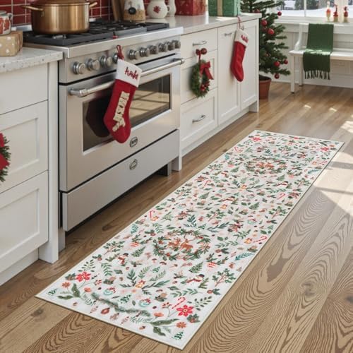 Lahome Christmas Runner Rug, 2x6 Hallway Runner Non Slip Washable Soft Kitchen - Image 6