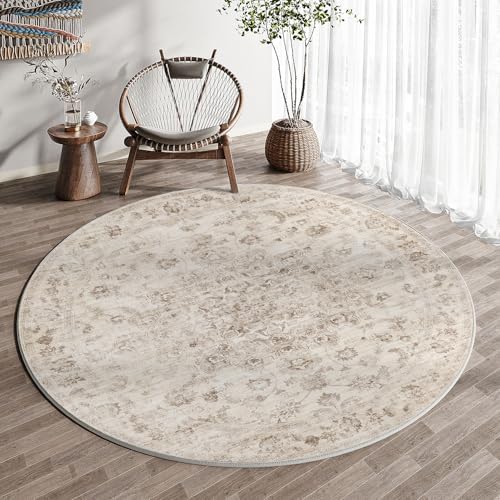 6x6 Beige Neutral Round Rug - Image 3